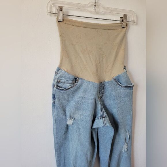 Jessica Simpson Maternity Jeans Distressed Frayed Light Wash Full Panel Small - Picture 2 of 7
